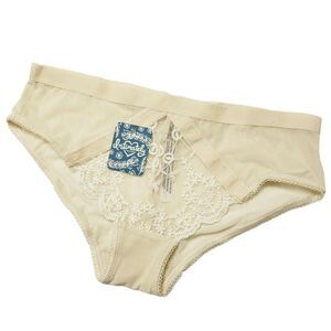 FREE PEOPLE Daydreamer hipster embroidered mesh panties in nude combo Sz XS NEW